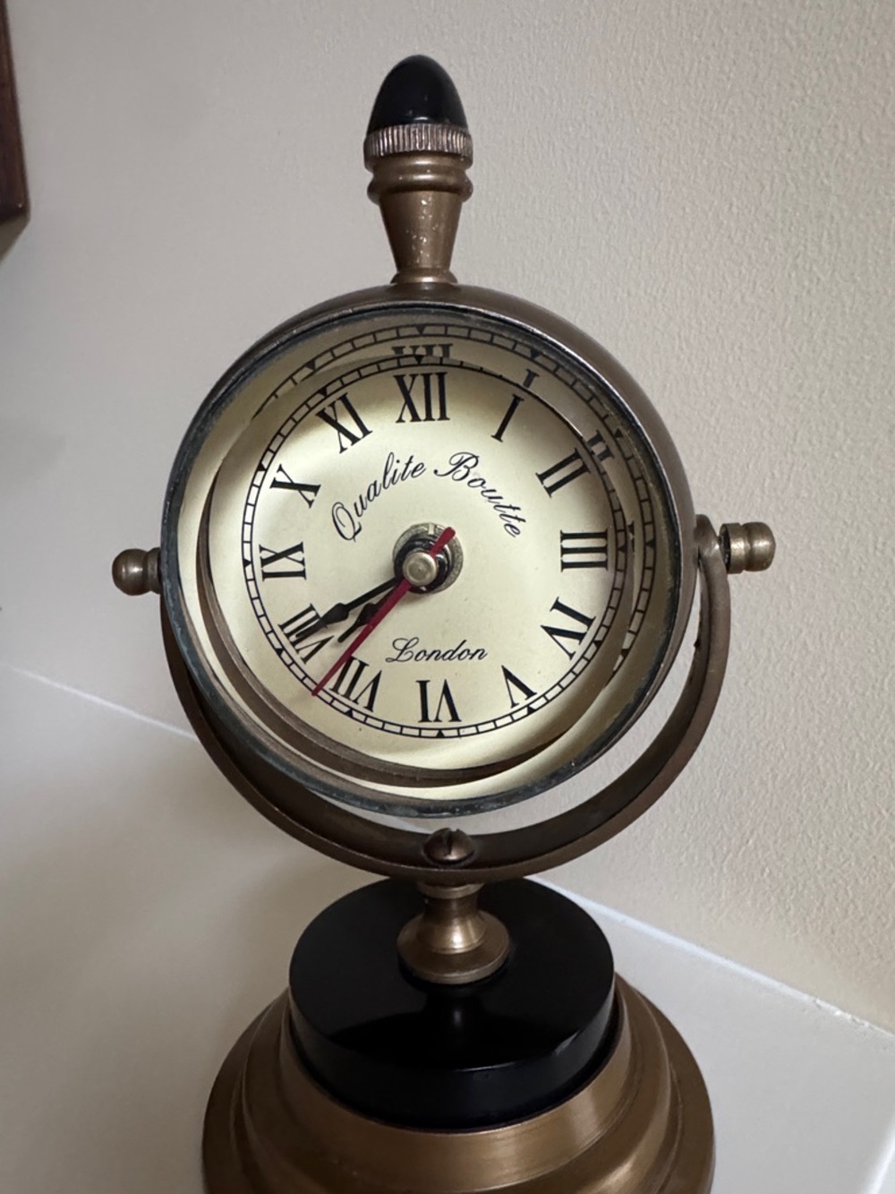 Antique Brass Table Clock - Picture 3 of 12